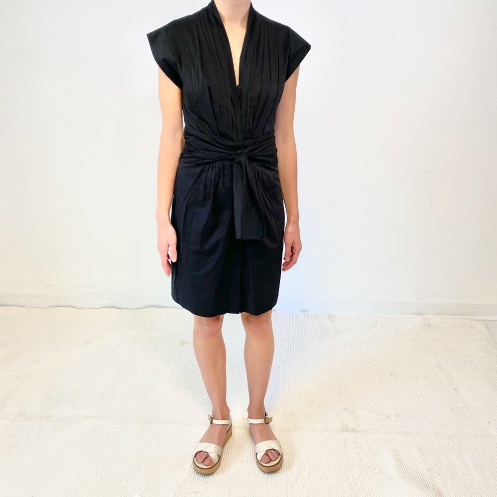 Anthropologie Dress BCBGMaxAzria 0 Kimono Wrap Belt Mini Black - Picture 3 of 11